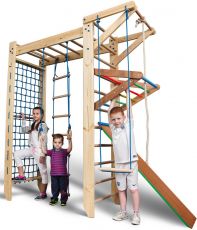 Дитячий спортивний куточок з рукоходом SportBaby Sport 5-240, Сосна-Бук, 210 × 80 × 240 см, від 2-х років до 130 кг